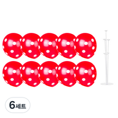 파티쇼 풍선꽂이장식세트 70cm, 도트레드, 6세트