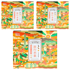 TRYGOODZ 翠菓子 走走寶島旅行米果禮盒, 航空飯店業推薦點心, 知名插畫家聯名設計外盒, 年節送禮首選, 鹽味杏仁 + 醬燒米果 + 角小酥 + 海苔卷 + 原味米香, 3盒
