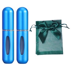 ajj 便攜式香水空瓶 5ml x 2入 + 收納袋組合, 1個, 06 霧面藍