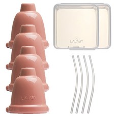 LALABY Combi矽膠吸管帽含收納盒組, 2組, 紅色