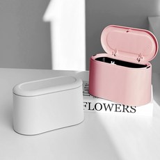 모나코올리브 라파스텔 심플 원터치 휴지통 2종 세트, 화이트, 핑크