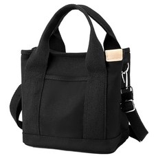 Rululab女款方形帆布環保袋+組合品組, 黑色(袋子)+隨機出貨(組件)