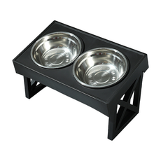 毛皇上 可調節寵物碗架 調節款 XL, 黑色, 1個