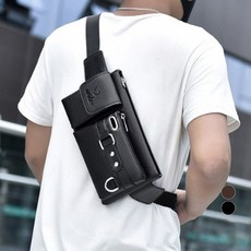 Elso 男士旅行腰包斜背郵差包, 黑色