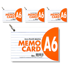 아이비스 메모카드 A6, 화이트, 90매, 4개