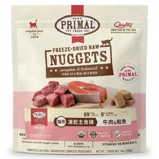 PRIMAL 派莫 原獵生食 全齡貓 凍乾主食磚, 牛肉 + 鮭魚, 396g, 1包