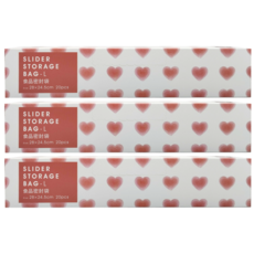 SHIMOYAMA 印花風愛心滑扣夾鏈PE保鮮分裝袋, 大款(L), 20個, 3包