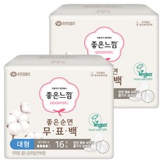 좋은느낌 좋은순면 무표백 생리대 날개형, 대형, 16개입, 2세트