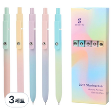 ZENNYTH번짐없는 오로라 그라데이션 간호사 젤펜 5종 세트 0.5mm, 블랙(잉크), 3세트
