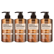 쿤달 허니 앤드 마카다미아 네이처 샴푸 클린솝향, 500ml, 4개
