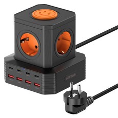 UM2 充電塔型USB多孔延長線 5孔 UMAC-65WTOWER, 1套, 黑色, 2m