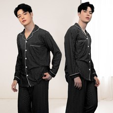 테라우드 남성용 피치기모 잔체크 잠옷 상하의 2세트