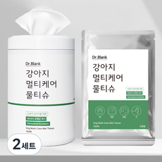 닥터블랭크 강아지 멀티케어 산책 물티슈 원통형 100p + 리필용 100p 세트, 2세트