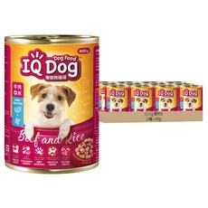 IQ Dog 聰明狗 成犬罐頭, 牛肉 + 米口味, 400g, 24罐