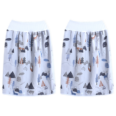 OhBabyLying 讓寶寶躺躺 寶寶高腰防水隔尿裙 0~4歲, 冰雪樂園 灰色, 2件