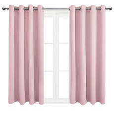 comet 打孔式隔熱遮光窗簾 附窗簾綁帶, 粉色