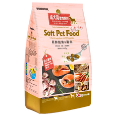 BOWWOW 成犬用軟性飼料, 鮭魚 + 雞肉, 3kg, 4袋