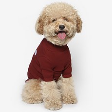 TUSTUS 狗狗羅紋高領衫, 酒紅色