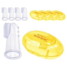 理光貿易兔矽膠手指牙刷+保護套, 單色, 5組