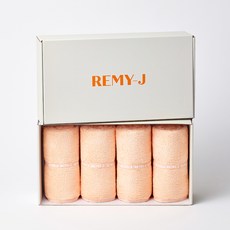 RemyJ Mosel 邊條毛巾 250g 40支精梳莫代爾 4入禮盒組, 杏色, 1套