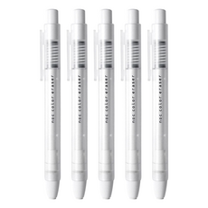 Sun-Star Noc Color Eraser 按壓出芯橡皮擦 雙層筆身 附筆夾, 雪白, 5支