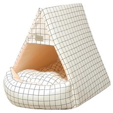 Dooki Pet 露西三角軟墊屋, 象牙白, 1個