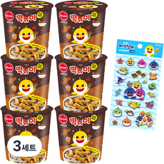 正品碰碰狐小鯊魚炒年糕多包麻辣炸醬麵 116g x 6p + 小鯊魚貼紙隨機發貨套組, 696g, 3組