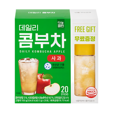 Danongwon 乳酸菌康普茶 + 瓶子 蘋果, 20包, 5g, 1盒