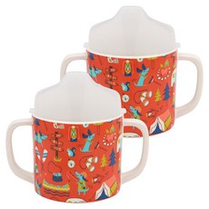 Sugar booger 防漏雙把手鴨嘴學習杯 Happy Camper款, 混色, 2個