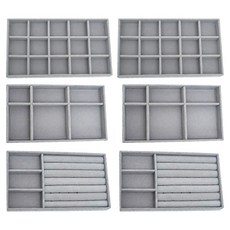 PICKYPICKS 絲絨飾品整理收納托盤 3種組, 灰色, 2組