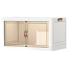 AVERNOT 大容量移動式折疊收納整理箱 無輪款, 白色 + 半透明, 1個