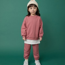 baobab namu 童款日常休閒風圓領開岔長袖上衣+長褲組