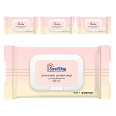 스웰데이 건조기용 섬유유연제 시트 플로랄 바닐라 본품, 80개입, 4개