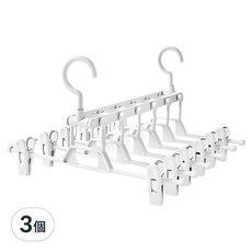 wellane 6層伸縮折疊夾子褲架, 3個, 白色