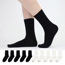 Izileg 女性長版基本中筒襪 黑色5雙 + 白色5雙組合