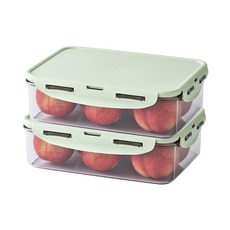 LocknLock 樂扣樂扣 純淨PURE保鮮盒 淺綠色, 2個, 長方形保鮮盒 1.6L