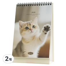 핑크풋 2026년 고양이의 하루 탁상 달력, 혼합색상, 2개