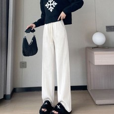 Goodif 女款斜線剪裁鬆緊腰帶闊腿運動褲