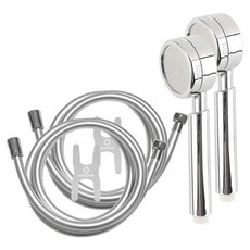 HOMEDAUM Monster增壓蓮蓬頭+防纏繞PVC淋浴軟管2m組, 2組, 銀色