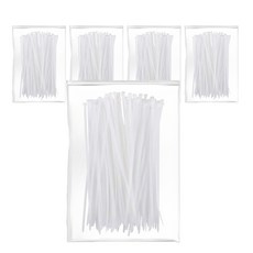 超強力束線帶 200入, 白色, 5個