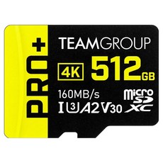 TEAMGROUP 十銓 PRO+ MICRO SDXC 512GB UHS-I U3 A2 V30 快閃記憶卡 附轉卡, 支援4K Ultra-HD高畫質錄影, 1個