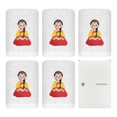 Countess Mara 松月毛巾 中秋節 韓秋節 韓服刺繡 洗臉毛巾 150g 30支棉紗 + 禮盒組, 女童, 5套