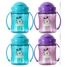 리틀밥독 국내 제조 플립 컬러 빨대컵, 250ml, 4개, 퍼플 + 블루