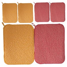 WFH 有機純棉 The 潔淨菜瓜布 紅色 + 黃色組合, 3套, 2入