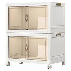 AVERNOT 大容量移動式折疊收納整理箱, 白色 + 半透明, 1個