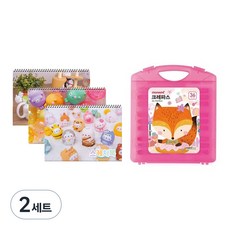 몰랑이 두툼 미술용 스케치북 170g x 3p + 모나미 모니주 가방파스 36색 문구세트, 랜덤발송(스케치북), 여(크레파스), 2세트