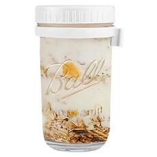 BOACUP 玻璃早餐燕麥杯 + 湯匙, 600ML, 杯口直徑 9CM, 高度 17.5CM, 白色, 1個