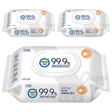 깨끗한나라 99.9 클린 손소독티슈 캡형, 60매, 3개