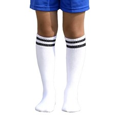 생활의지혜 주니어용 장목 축구 스타킹 배색 양말, 화이트블랙, 1개