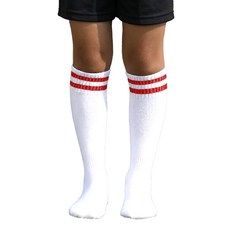 생활의지혜 주니어용 장목 축구스타킹 배색 축구양말 2켤례 세트, 화이트레드, 2세트
